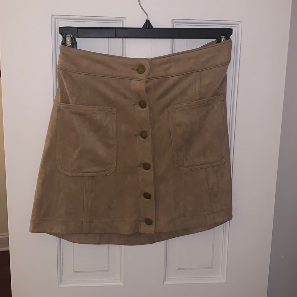 Altar’d State Brown Button Suede Skirt